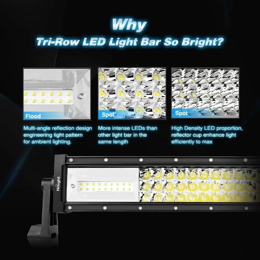 22 Inch 270W 27000LM Triple Row Spot Flood LED Light Bar