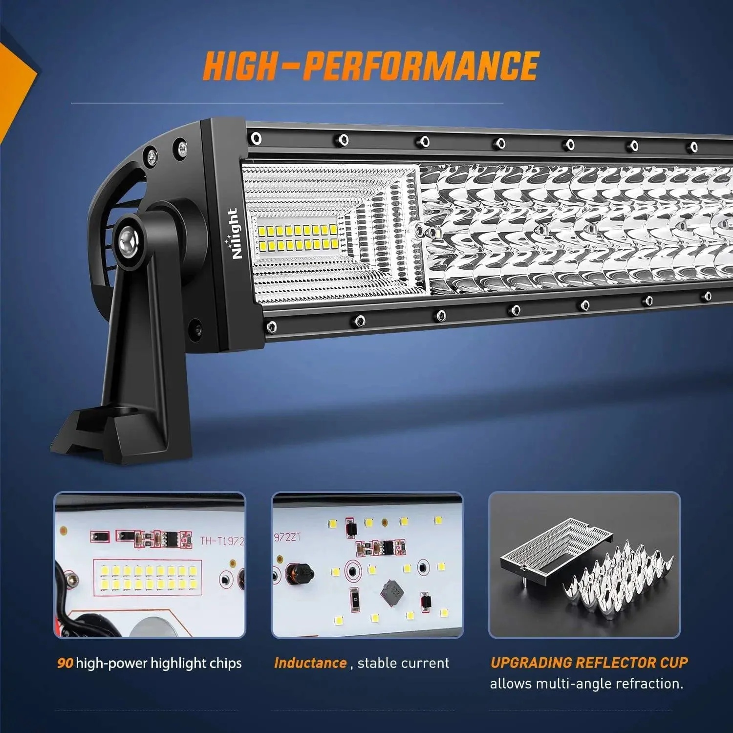 22 Inch 270W 27000LM Triple Row Spot Flood LED Light Bar