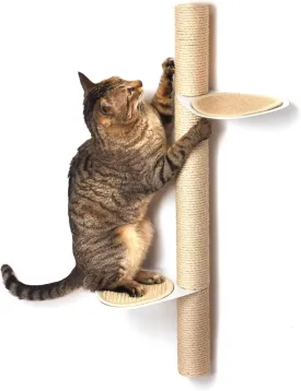 34" Wall-Mounted Cat Tree  Modern Space-Saving Cat Shelf with Sisal Scratching Post & Steel Climbing Steps  Stylish Cat Wall Furniture for Small Spaces