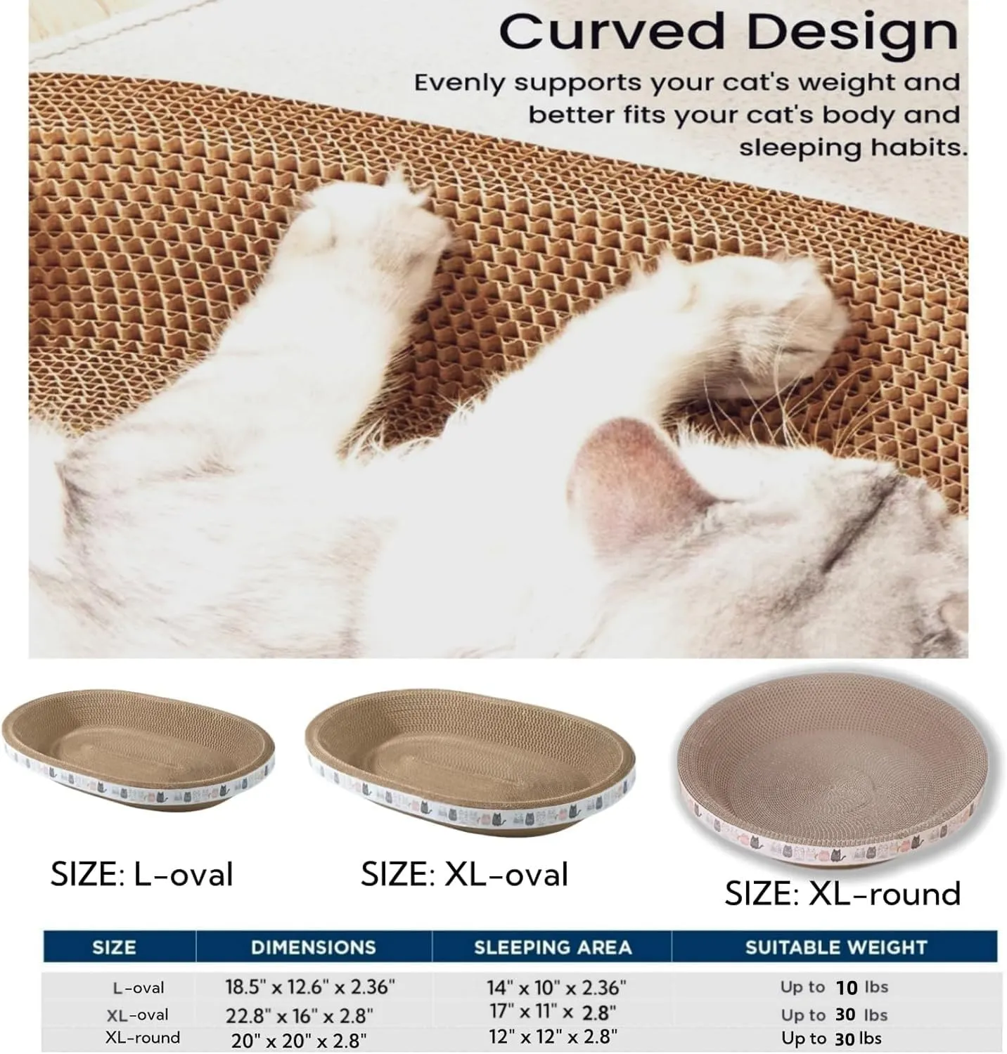 4 Pack Large Cat Scratcher Cardboard, Oval Cat Scratcher Bed Scratch Pad Board Lounge Couch Cats Bowl Shaped Scratching Post Nest for Cats Grinding Claw Furniture Protector