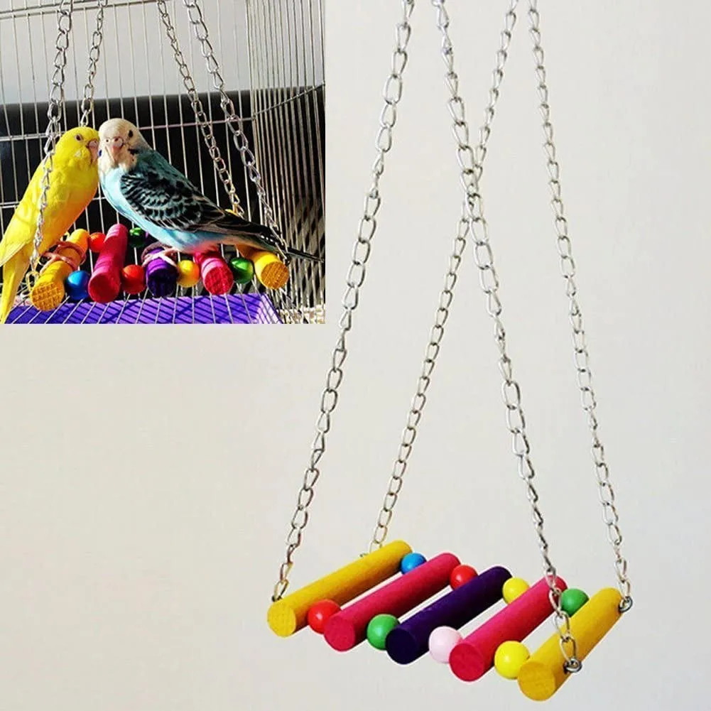 5pcs Pet Bird Parrot Parakeet Budgie Cockatiel Cage Hammock Swing Toy Hanging Toy (Style A)