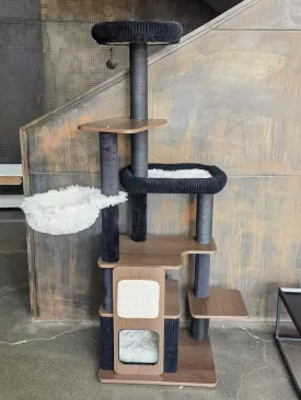 63inch Cat Tower for Indoor Cats, Heavy Duty Cat Trees for Large Cats, Adult Big Cats Maine Coon Cat Tree Tower with Scratching Post, Extra Large Top Perch, Cat Condos, Jet Black
