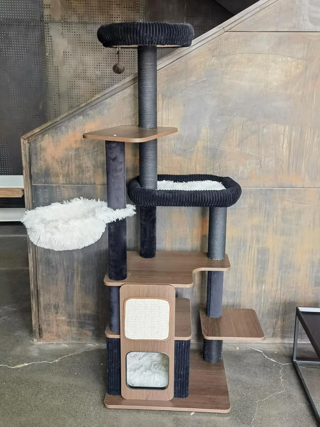63inch Cat Tower for Indoor Cats, Heavy Duty Cat Trees for Large Cats, Adult Big Cats Maine Coon Cat Tree Tower with Scratching Post, Extra Large Top Perch, Cat Condos, Jet Black