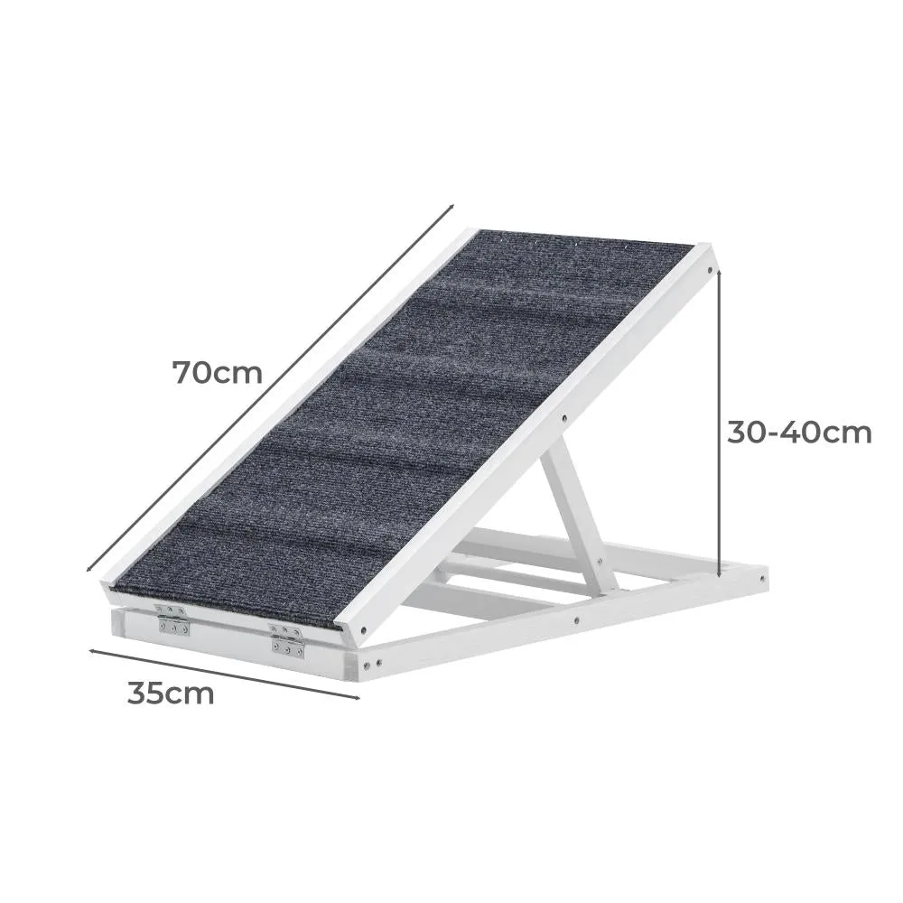 Alopet Dog Pet Ramp Adjustable Height Stairs Bed Sofa Car Foldable 70cm White