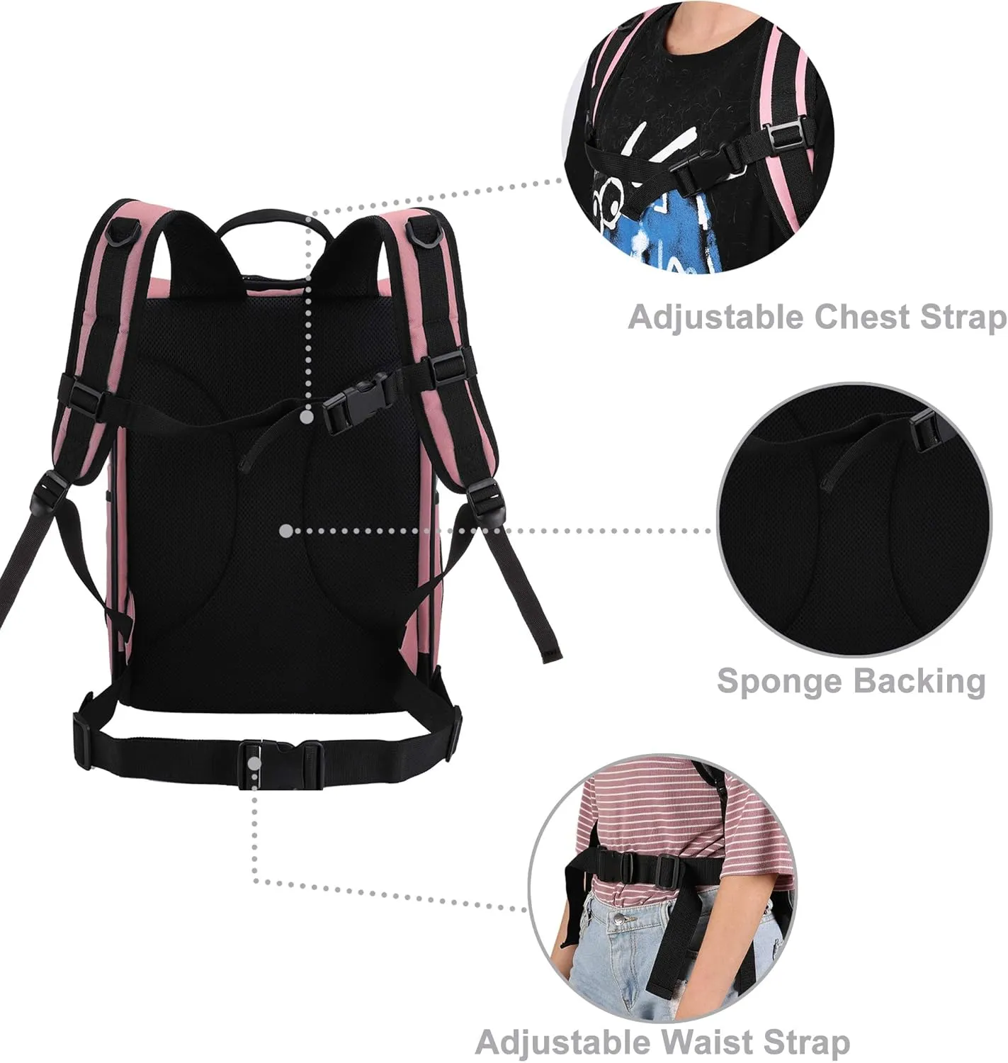 Apollo Walker Pet Carrier Backpack for Large/Small Cats and Dogs, Puppies, Safety Features and Cushion Back Support for Travel, Hiking, Outdoor Use (Pink)