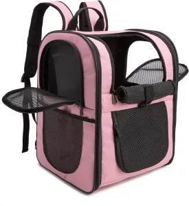 Apollo Walker Pet Carrier Backpack for Large/Small Cats and Dogs, Puppies, Safety Features and Cushion Back Support for Travel, Hiking, Outdoor Use (Pink)