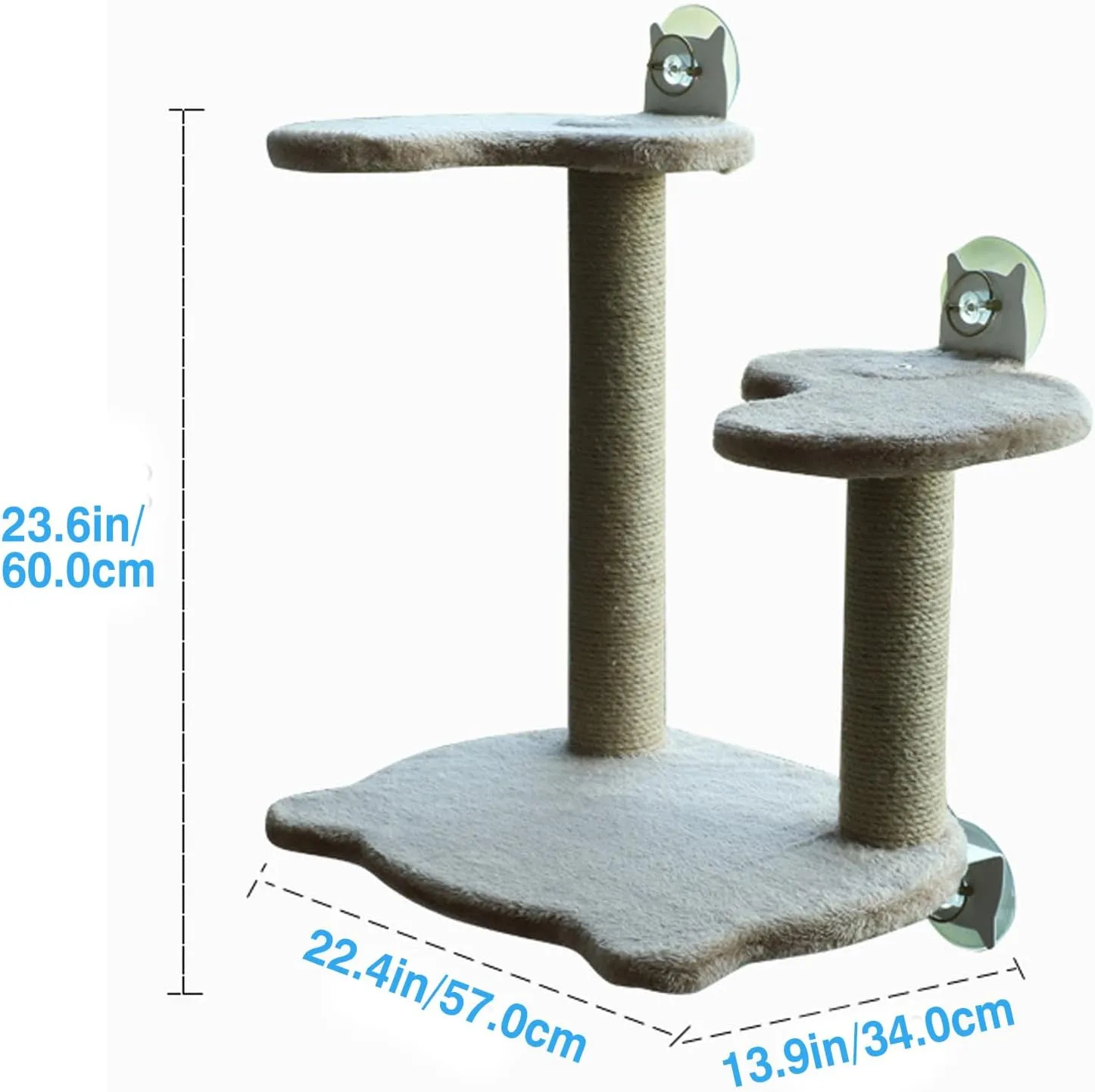 Artcare Cat Window Perch with Climbing Steps Cats Perches Hammock with Climbing Steps Post Window Mounted 4 Suction Cups (Gray, L)