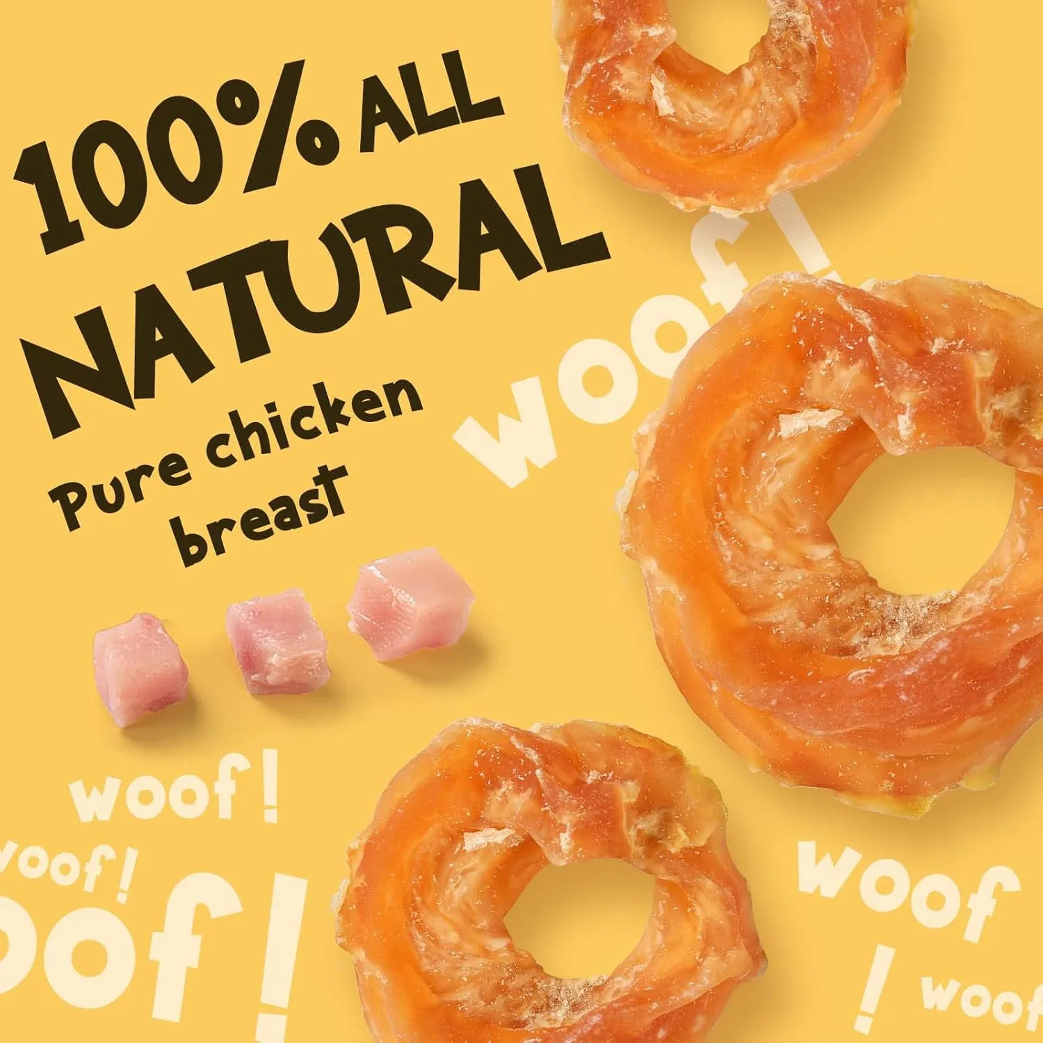 ASMPET Chicken Jerky Dog Treats, Chicken Rings Small Training Chewy Snacks, High Protein All Natural Limited Ingredient Soft Chewy Treats for Small Medium Large Dogs 10.6oz