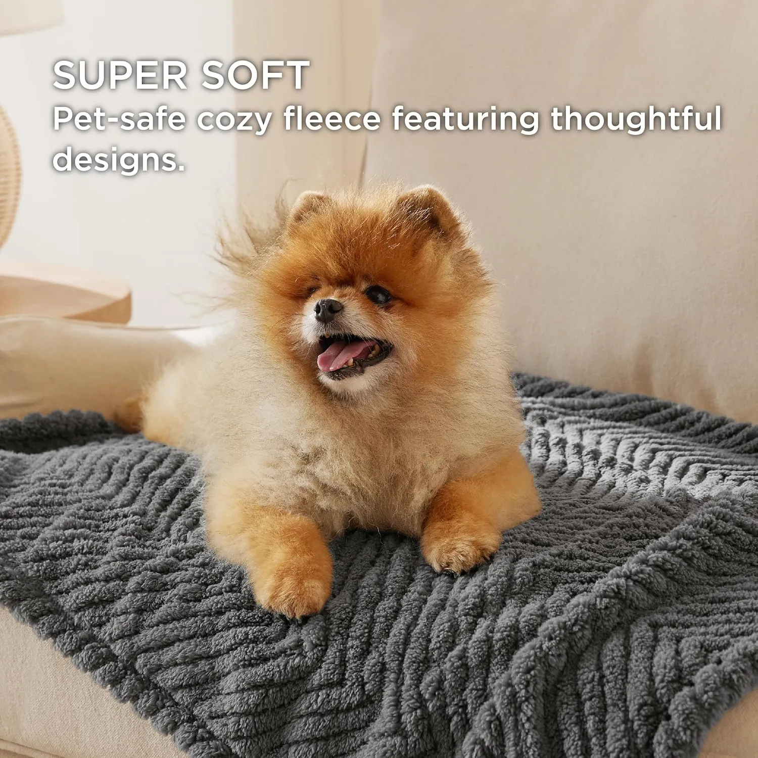 Bedsure Dog Blanket for Small Dogs Washable - Fluffy Fuzzy Puppy Cat Blanket with Premium 300GSM Coral Fleece Soft for Pet Kitten Doggy, Grey, 25x35IN