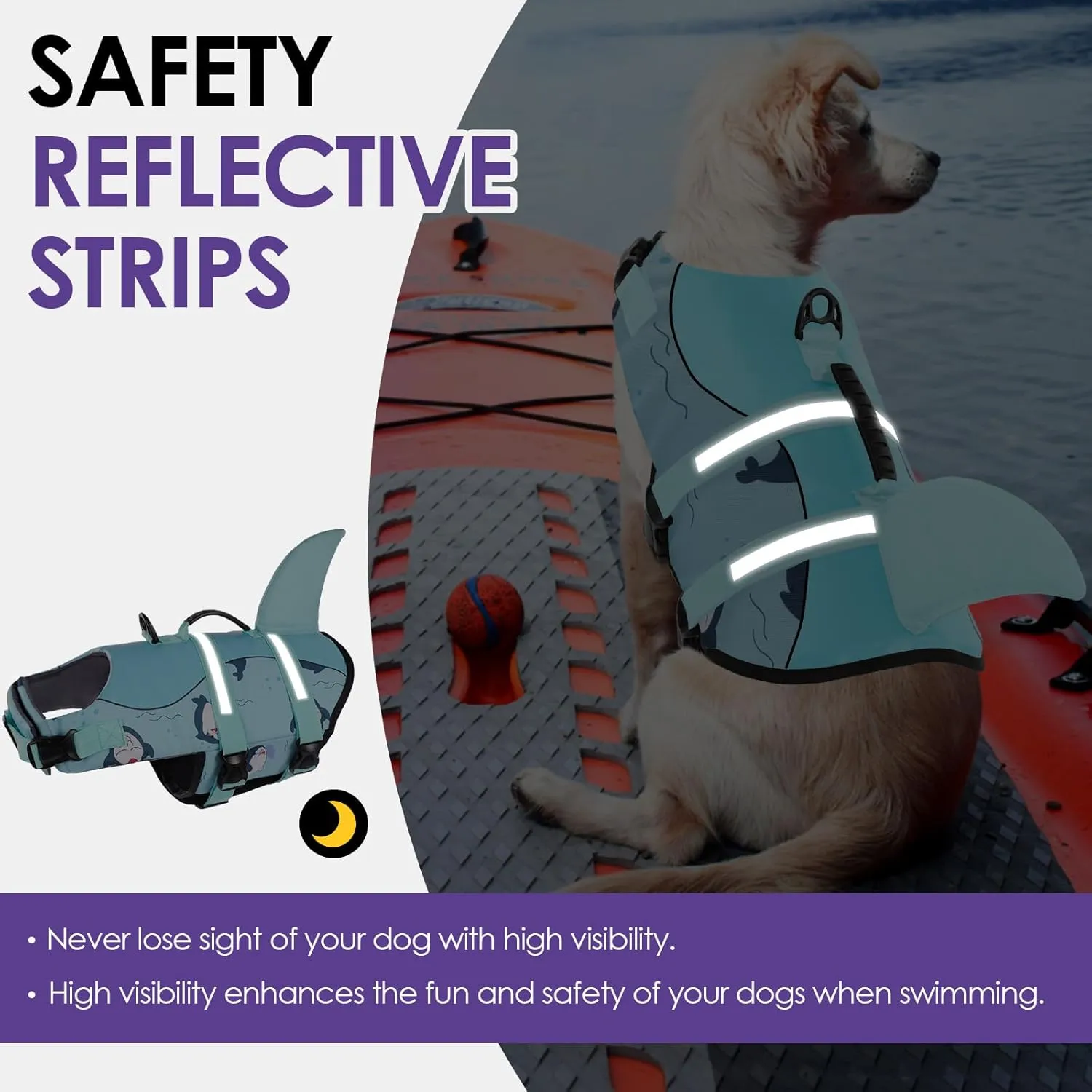 Bess Bridal Dog Life Jacket - Shark Life Vest for Swimming Boating - Reflective Lifejacket Swimsuit for Small Medium Large Dogs - High Buoyancy Lifesaver Preserver with Rescue Handle, Green Dolphin M