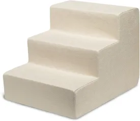 Best Pet Supplies Foam Pet Steps for Small Dogs and Cats, Portable Ramp Stairs for Couch, Sofa, and High Bed Climbing, Non-Slip Balanced Indoor Step Support, Paw Safe - Ivory, 3-Step (H: 13.5")