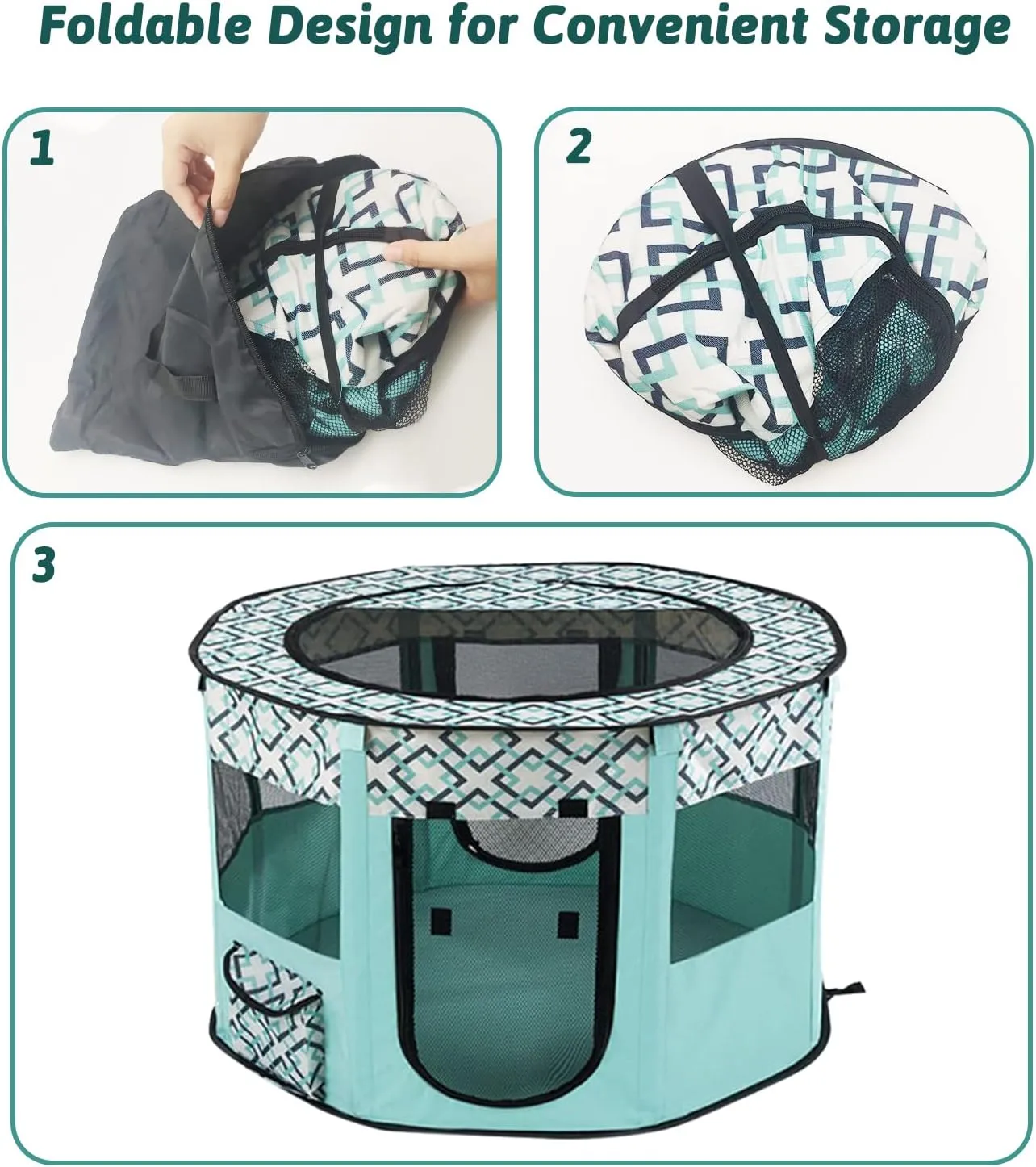 BNOSDM Rabbit Playpen with Zippered Top Portable Small Pet Cage Tent Bunny Foldable Pop Up playpen Indoor Outdoor Travel Use Exercise Yard Fence for Rabbits Ferrets Cats Guinea Pigs
