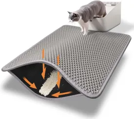Cat Litter Mat New Size 23.6"x14.6" for Small Spaces, Upgrade Super Waterproof Back Layer Litter Box Mat, Non Slip, Durable, Soft on Paws Kitty Trapping Matt, Gray