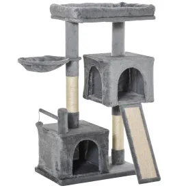 Cat Tower with Hammock and Hanging Ball Toy, 111cm - Grey