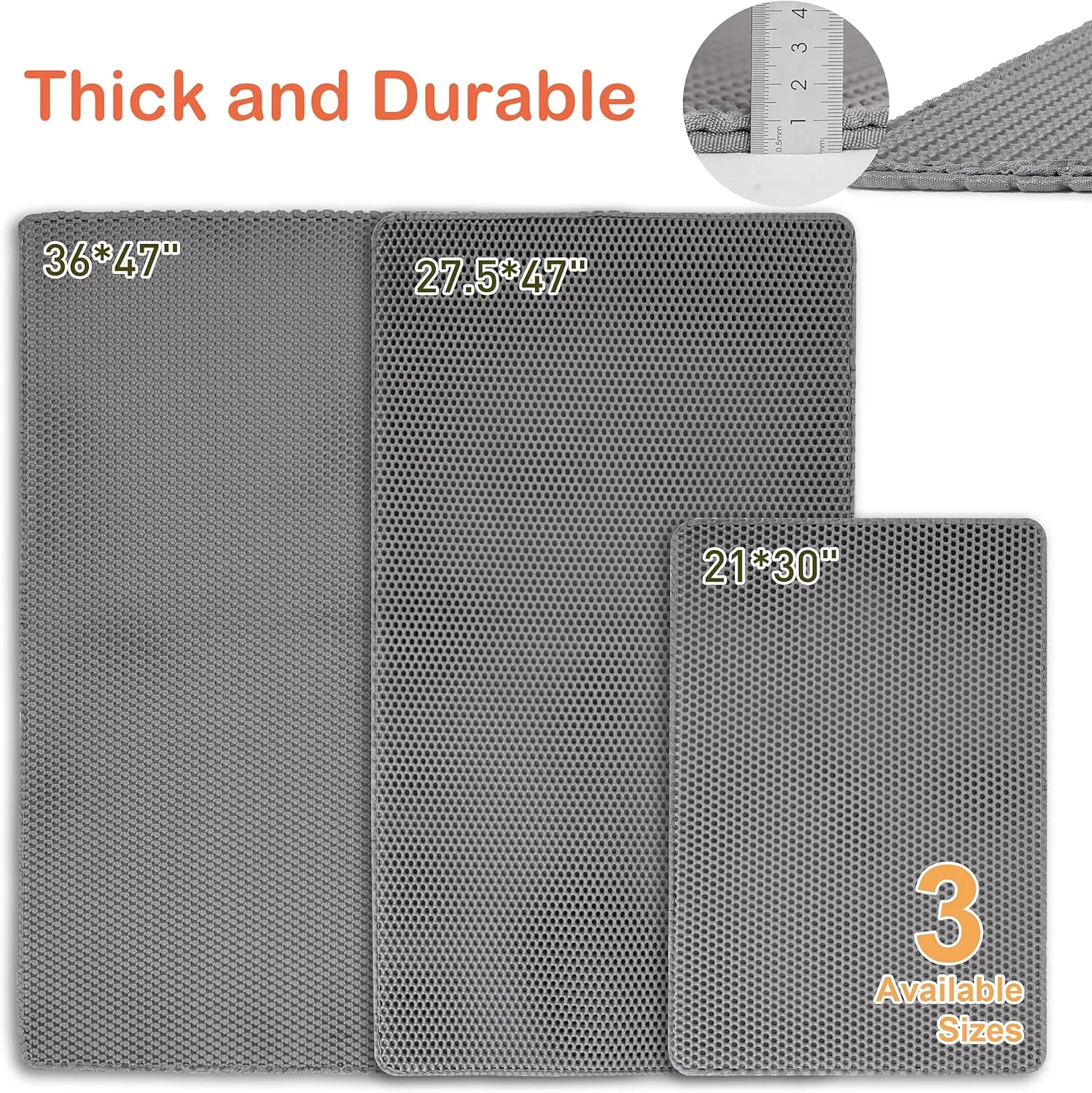 Citylife Cat Litter Mat for Litter Box, 30"21" Double Layer Trapping Mat, Non-Slip Water Proof Kitty Liiter Pad, Grey