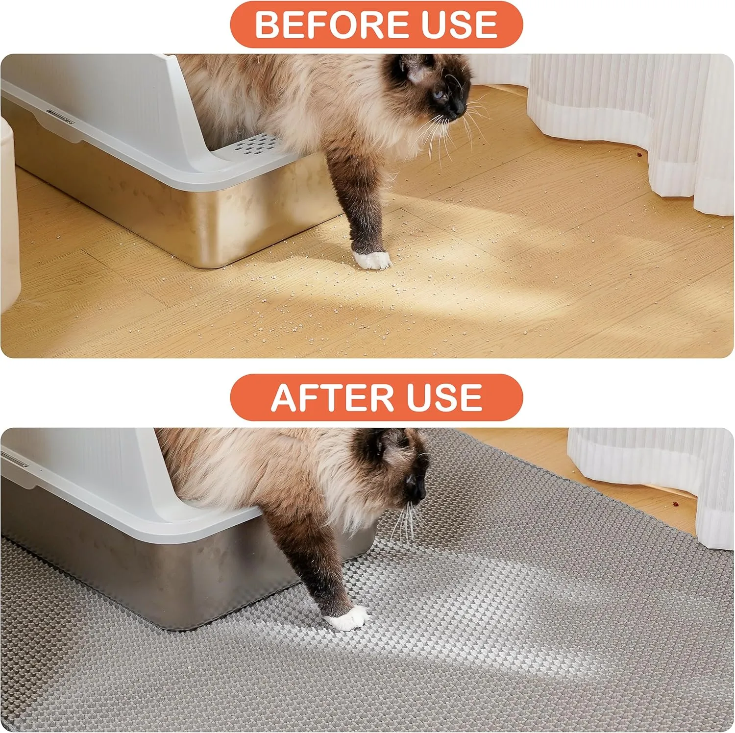 Citylife Cat Litter Mat for Litter Box, 30"21" Double Layer Trapping Mat, Non-Slip Water Proof Kitty Liiter Pad, Grey