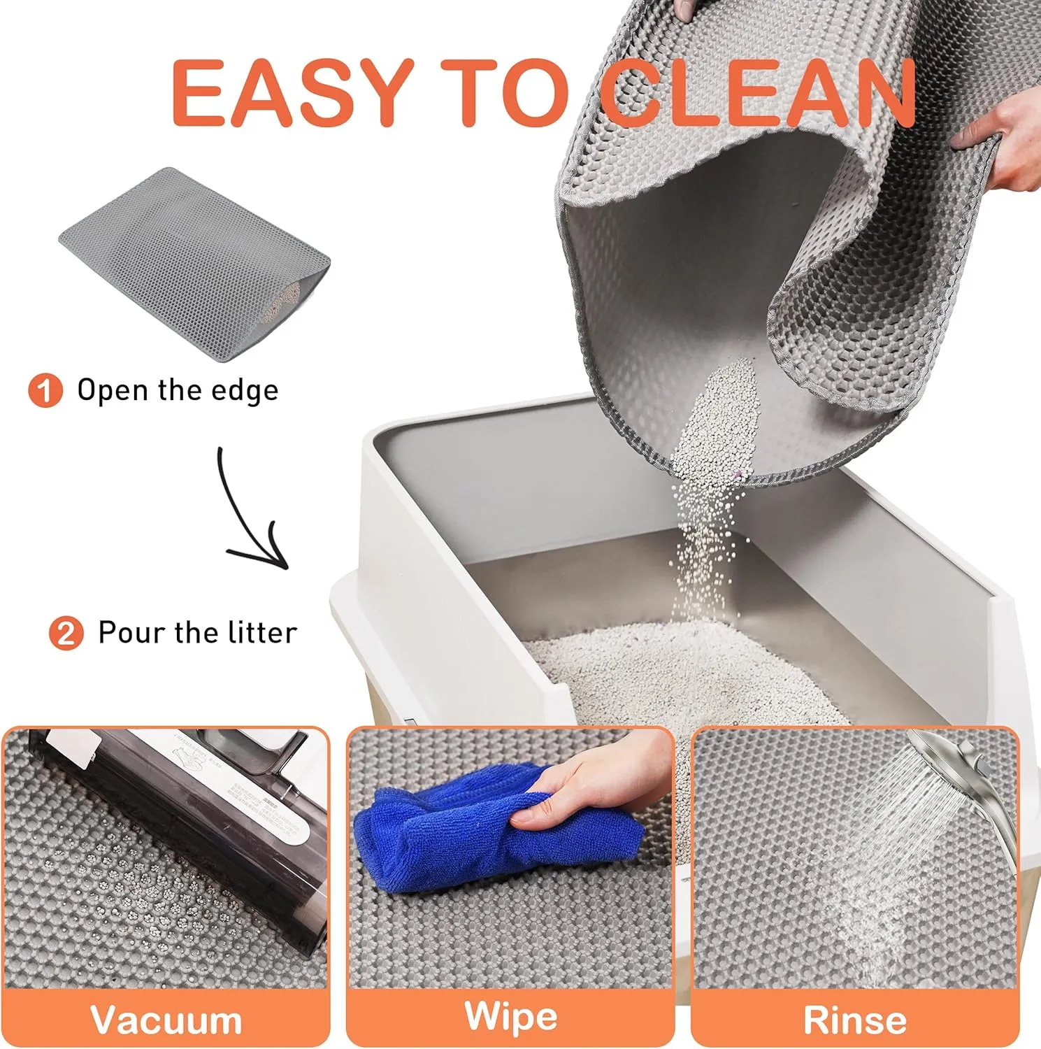 Citylife Cat Litter Mat for Litter Box, 30"21" Double Layer Trapping Mat, Non-Slip Water Proof Kitty Liiter Pad, Grey
