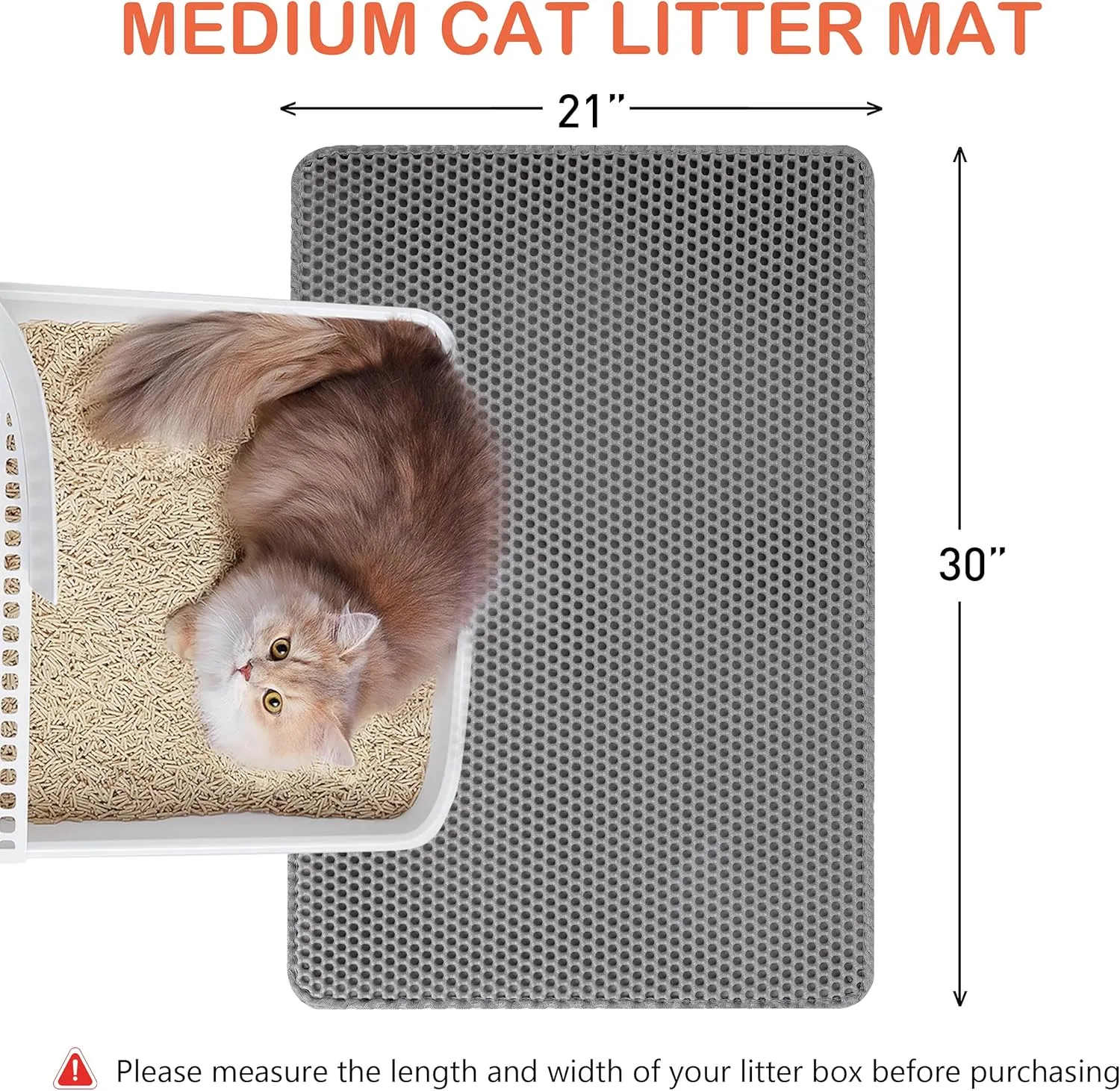 Citylife Cat Litter Mat for Litter Box, 30"21" Double Layer Trapping Mat, Non-Slip Water Proof Kitty Liiter Pad, Grey