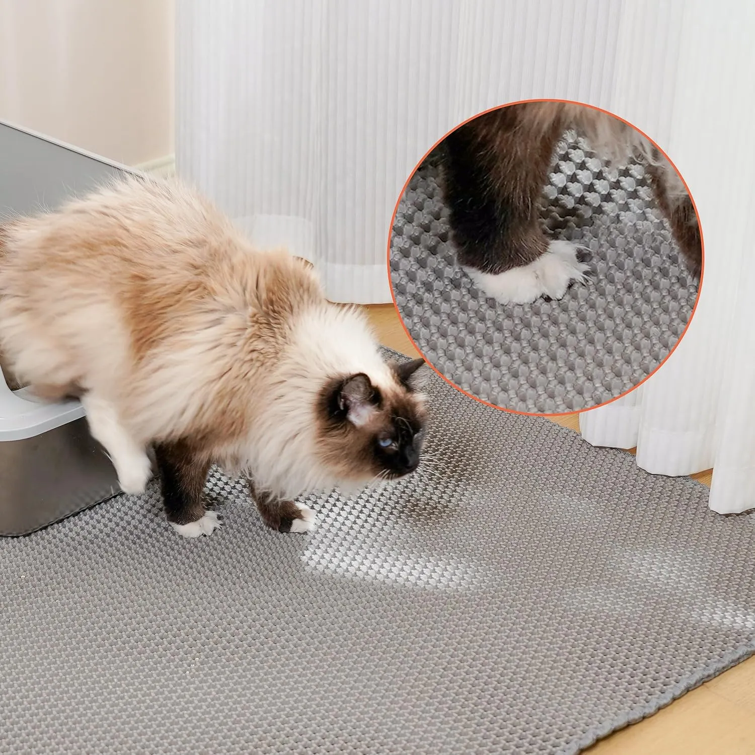Citylife Cat Litter Mat for Litter Box, 30"21" Double Layer Trapping Mat, Non-Slip Water Proof Kitty Liiter Pad, Grey