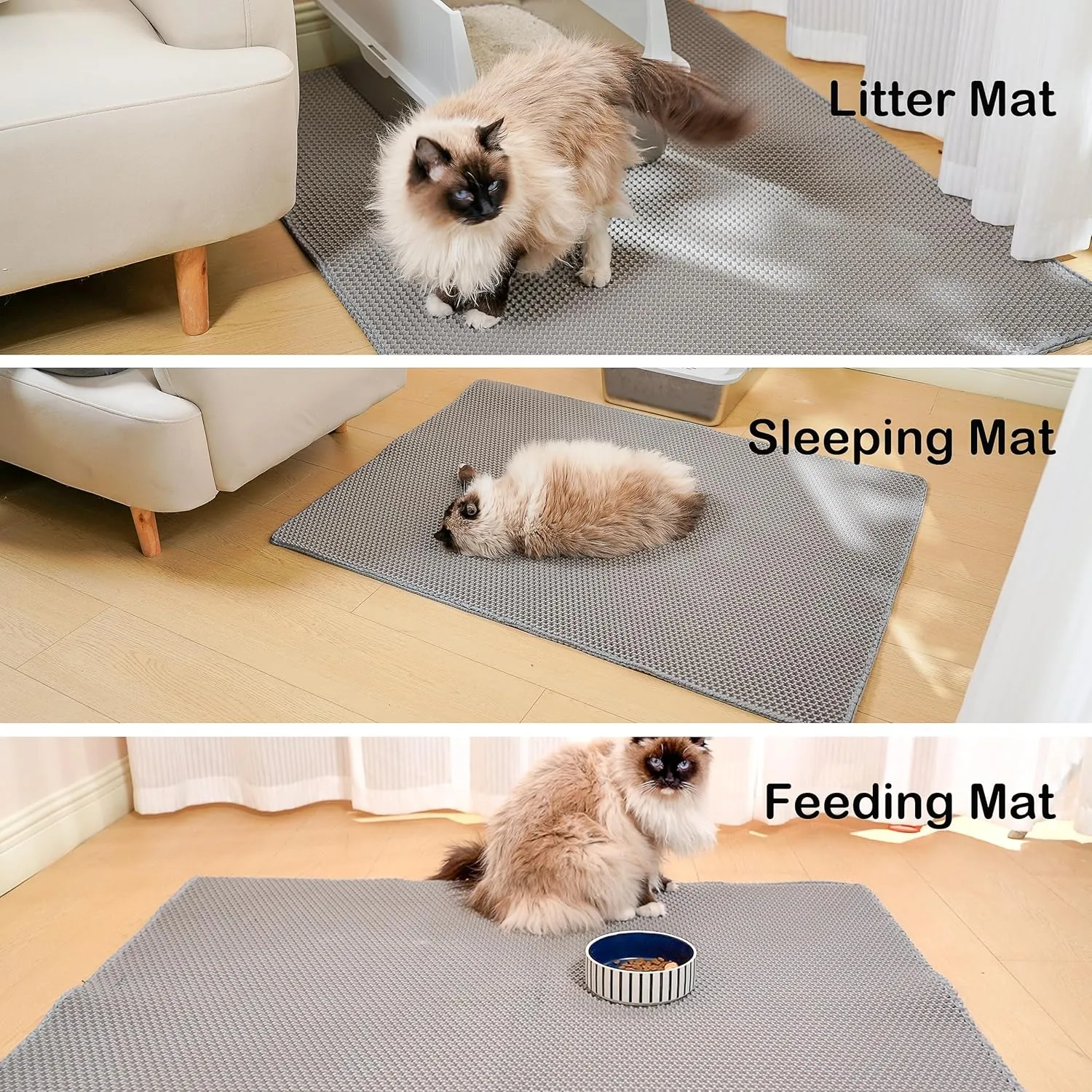 Citylife Cat Litter Mat for Litter Box, 30"21" Double Layer Trapping Mat, Non-Slip Water Proof Kitty Liiter Pad, Grey
