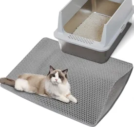 Citylife Cat Litter Mat for Litter Box, 30"21" Double Layer Trapping Mat, Non-Slip Water Proof Kitty Liiter Pad, Grey