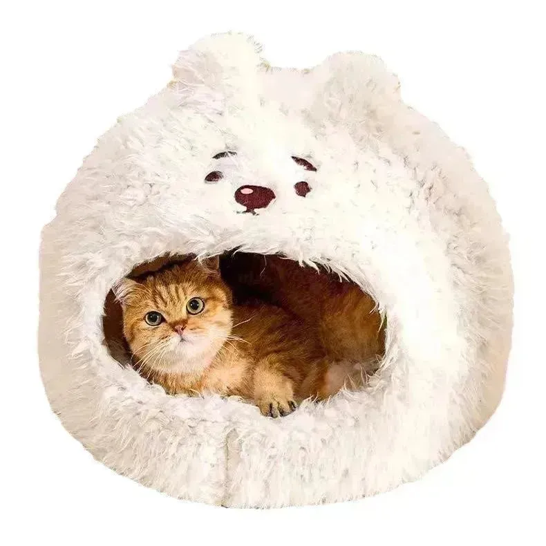 Closed Warm Plush Pet Cat Nest