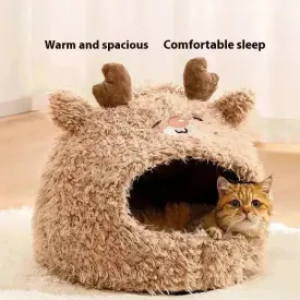 Closed Warm Plush Pet Cat Nest