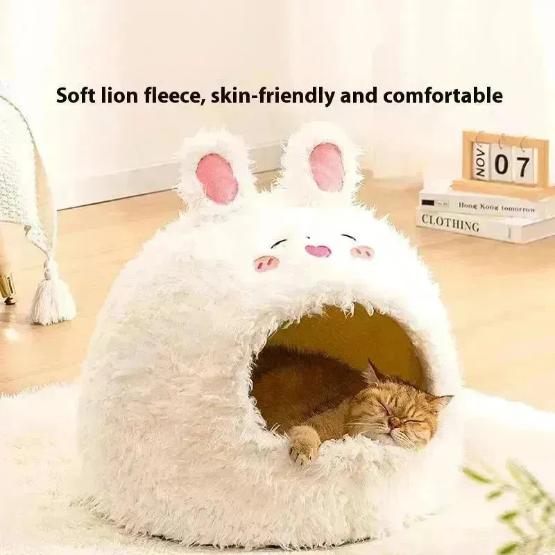 Closed Warm Plush Pet Cat Nest