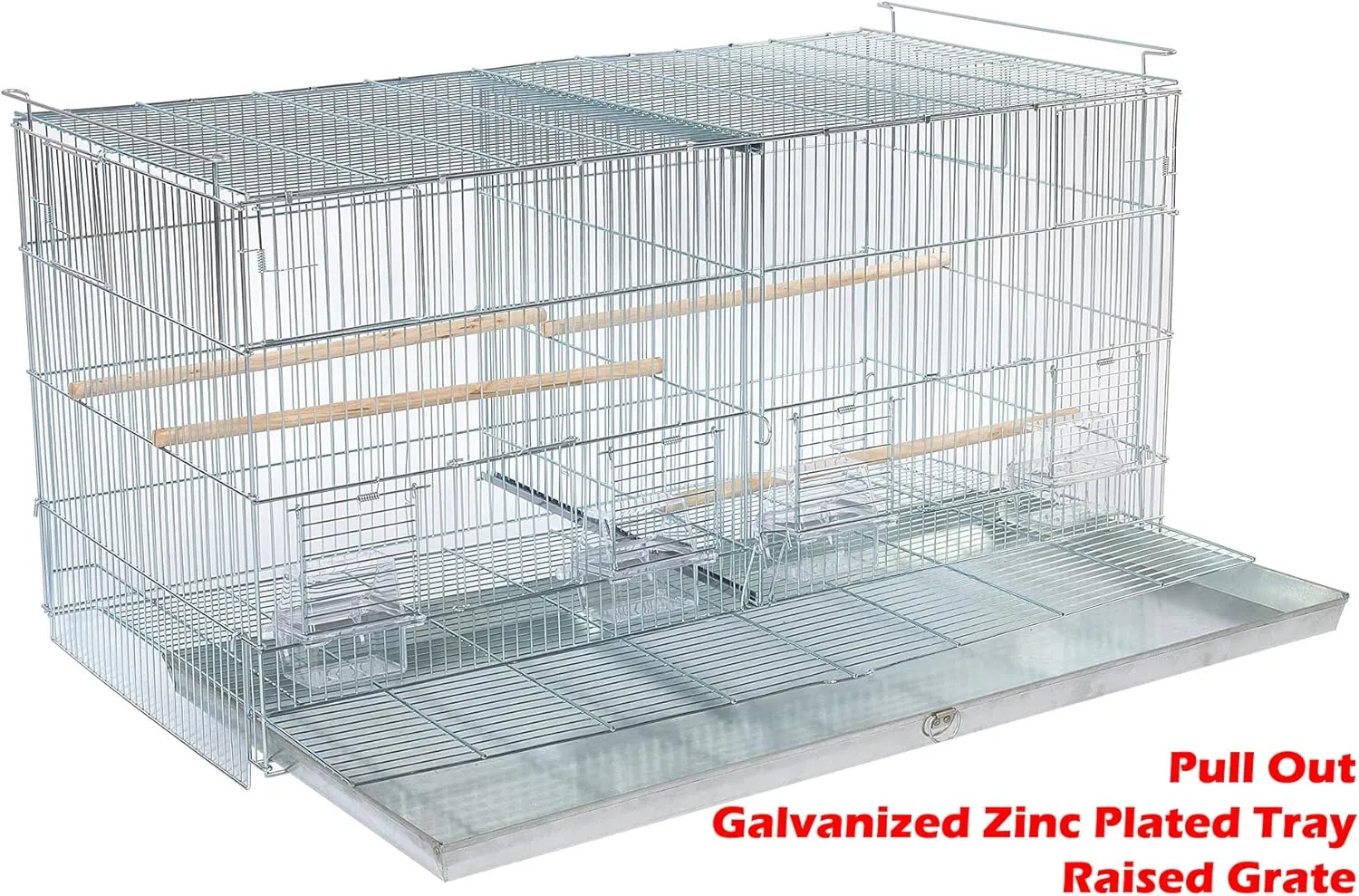 Combo: Large NO Rust Galvanized Stack and Lock Double Breeder Cage Bird Breeding Cage with Removable Center Divider Side Nest Box Doors Removabel Rolling Stand