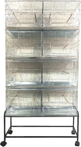 Combo: Large NO Rust Galvanized Stack and Lock Double Breeder Cage Bird Breeding Cage with Removable Center Divider Side Nest Box Doors Removabel Rolling Stand Combo: Large NO Rust Galvanized Stack and Lock Double Breeder Cage Bird Breeding Cage with Removable Center Divider Side Nest Box Doors Removabel Rolling Stand