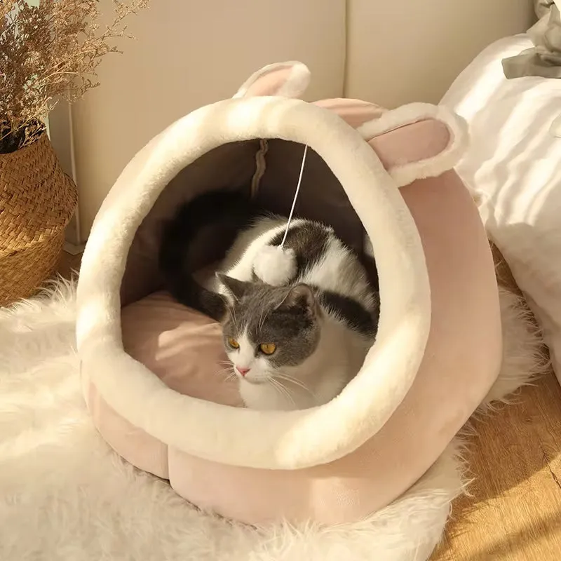Cozy and Stylish Self-Warming Pet Tent Bed for Cats and Small Dogs - Foldable, Washable, and Ultra-Comfortable Hut for Your Furry Friend!