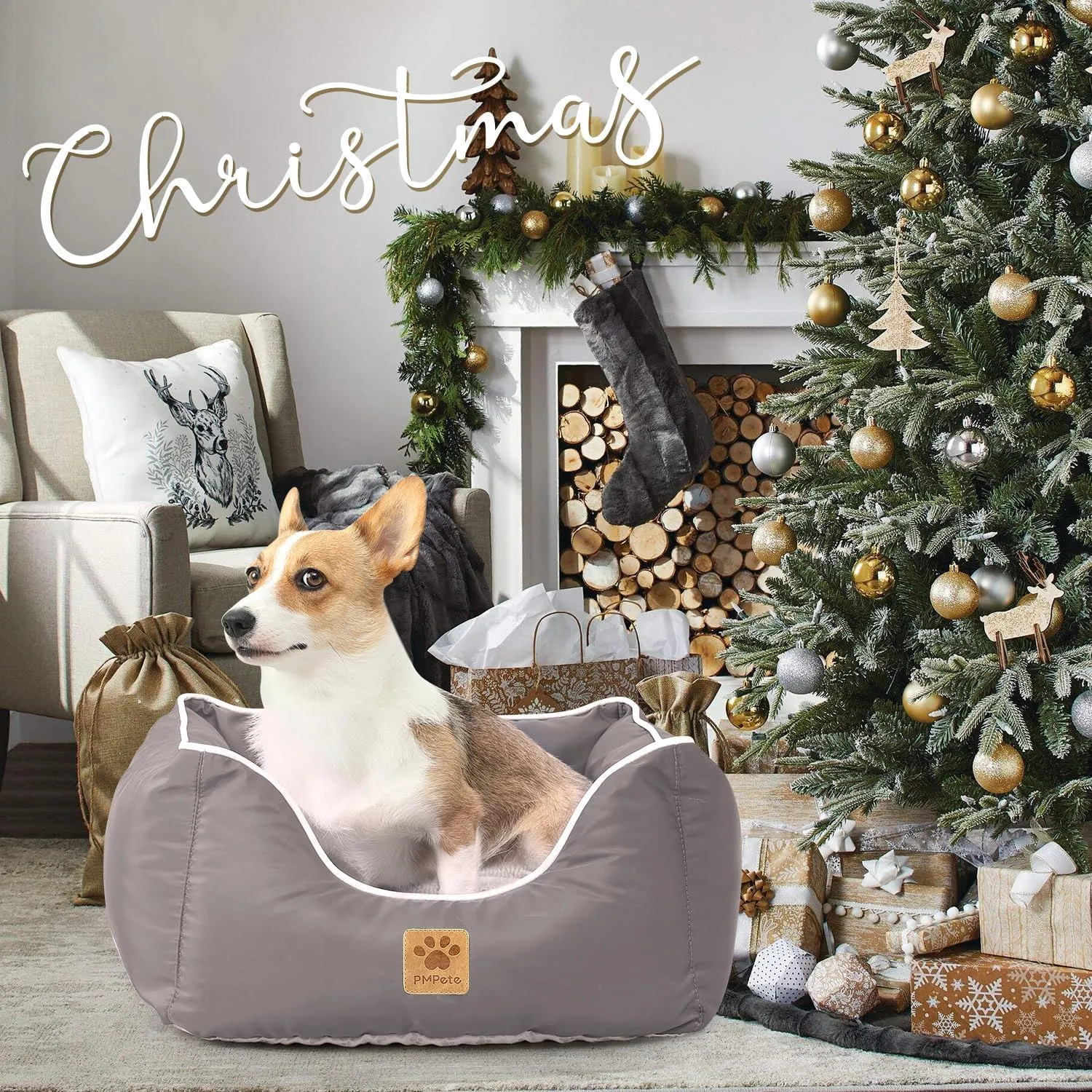 Dog Car Seat, Suitable for Front and Back Seats, Waterproof Travel Car Bed for Small &Medium Pets, Premium Pet Booster Seat with Pockets and Dog Seat Belt, Senior Grey