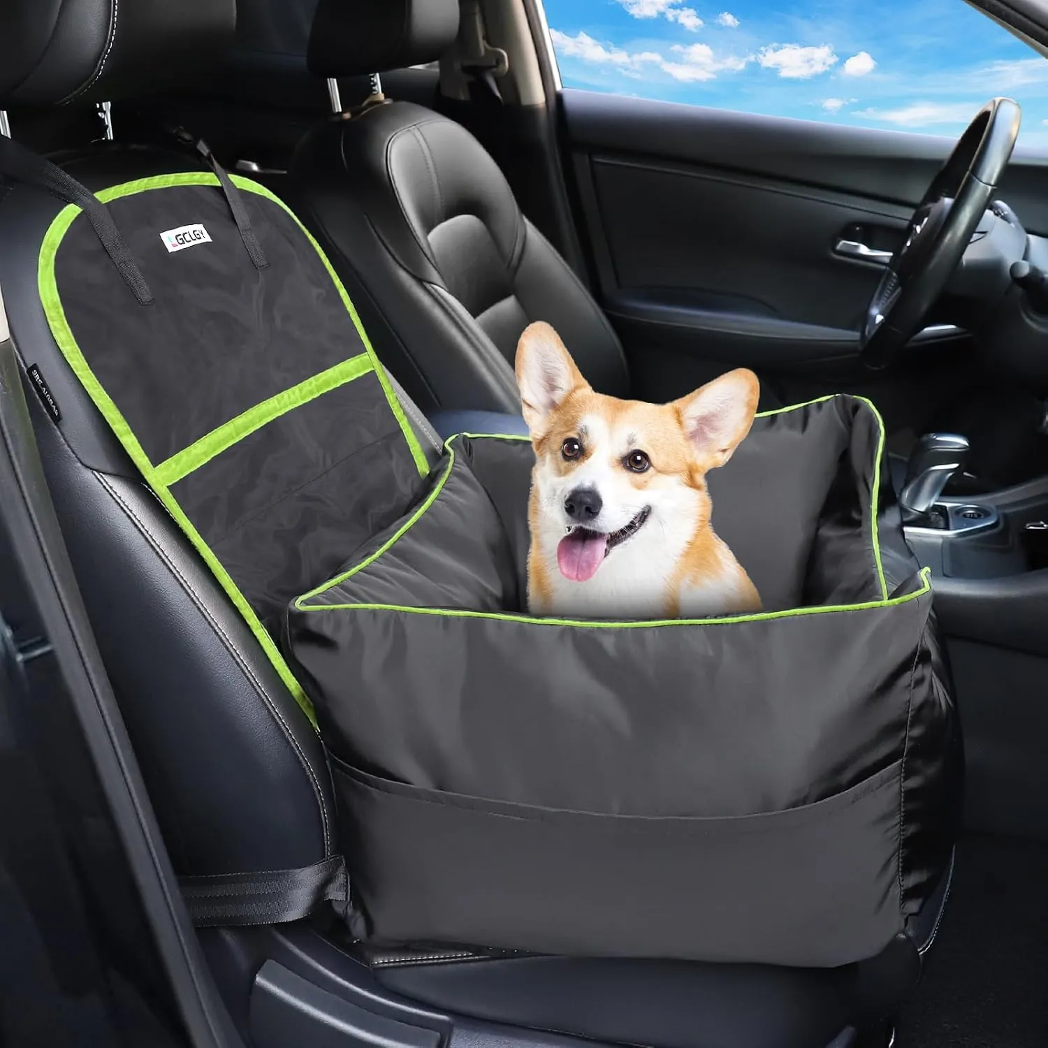 Dog Car Seat with Safety Leash, Dog Booster Car Seat for Small & Medium Dogs Under 45 lbs, Extra Stable Pet Car Seat, Dog Car Seat for Small Dogs with Storage Pockets (Detachable & Washable)