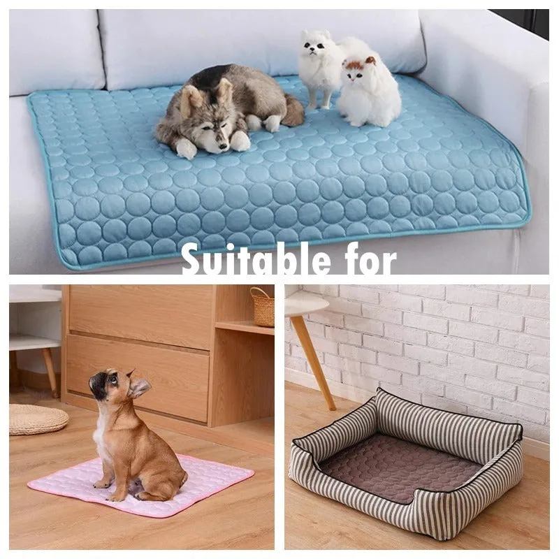 Dog Cooling Mat: Non-Toxic Ice Silk Pad for Pets
