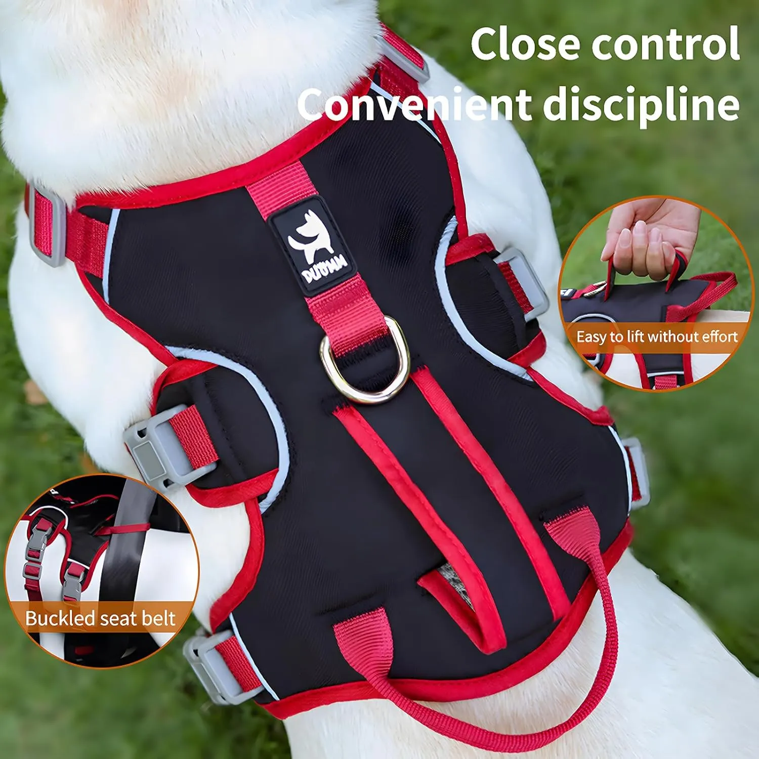 Dog Harness Soft Padded with Lift Handle and Leash Clip No Pull Escape Proof Reflective Vest Harnesses, Adjustable for Small Medium Dogs(Yellow,L)
