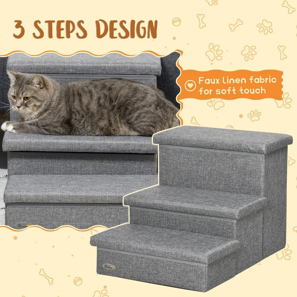 Dog Steps for High Beds - PawHut Light Grey Stairs