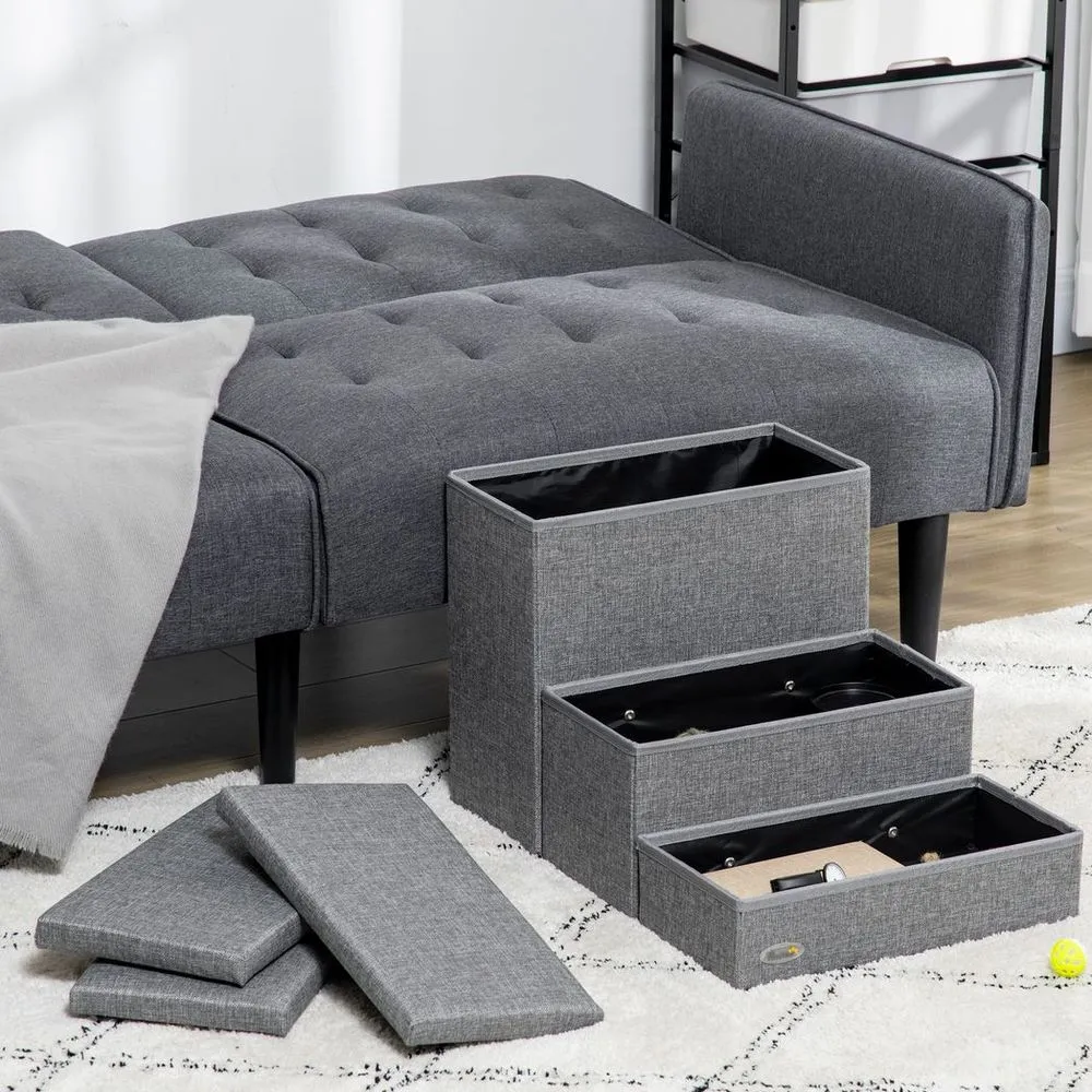 Dog Steps for High Beds - PawHut Light Grey Stairs
