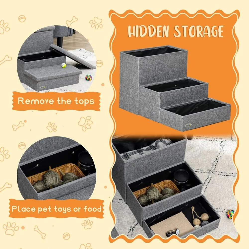 Dog Steps for High Beds - PawHut Light Grey Stairs
