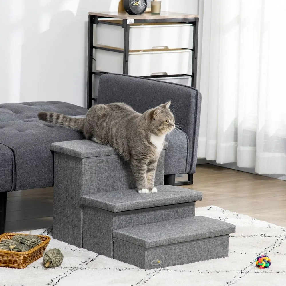 Dog Steps for High Beds - PawHut Light Grey Stairs