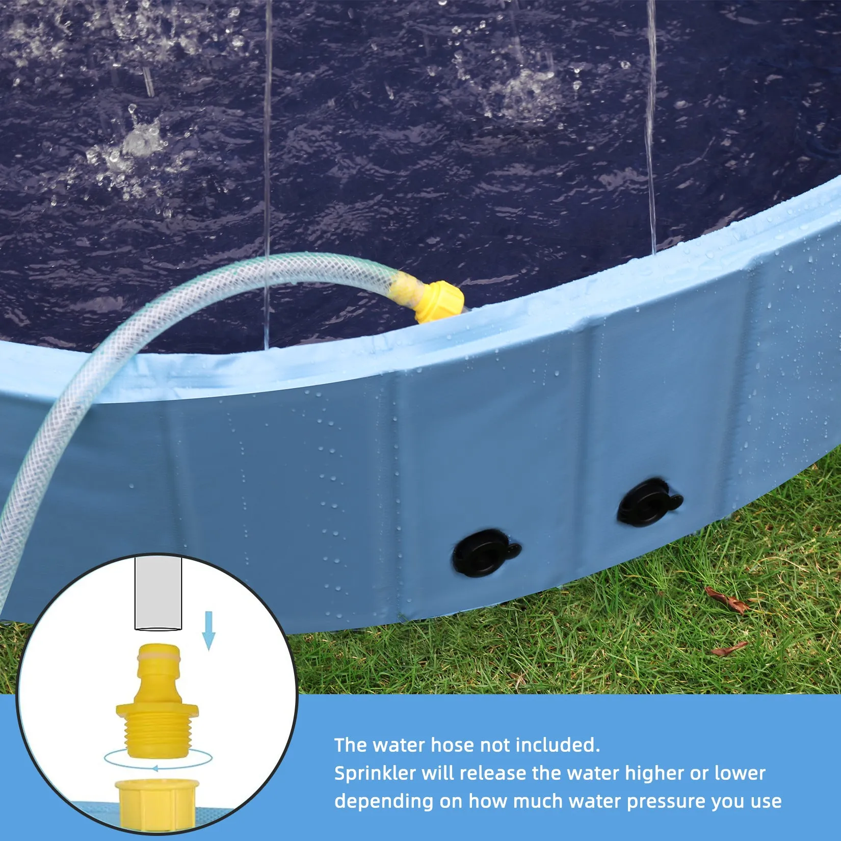 Dog Swimming Pool: Heavy Collapsible Dog Pet Swimming Pool with Spray Sprinkler Pet Bathing Tub for Outside Backyards, Kids Pets Dogs Cats