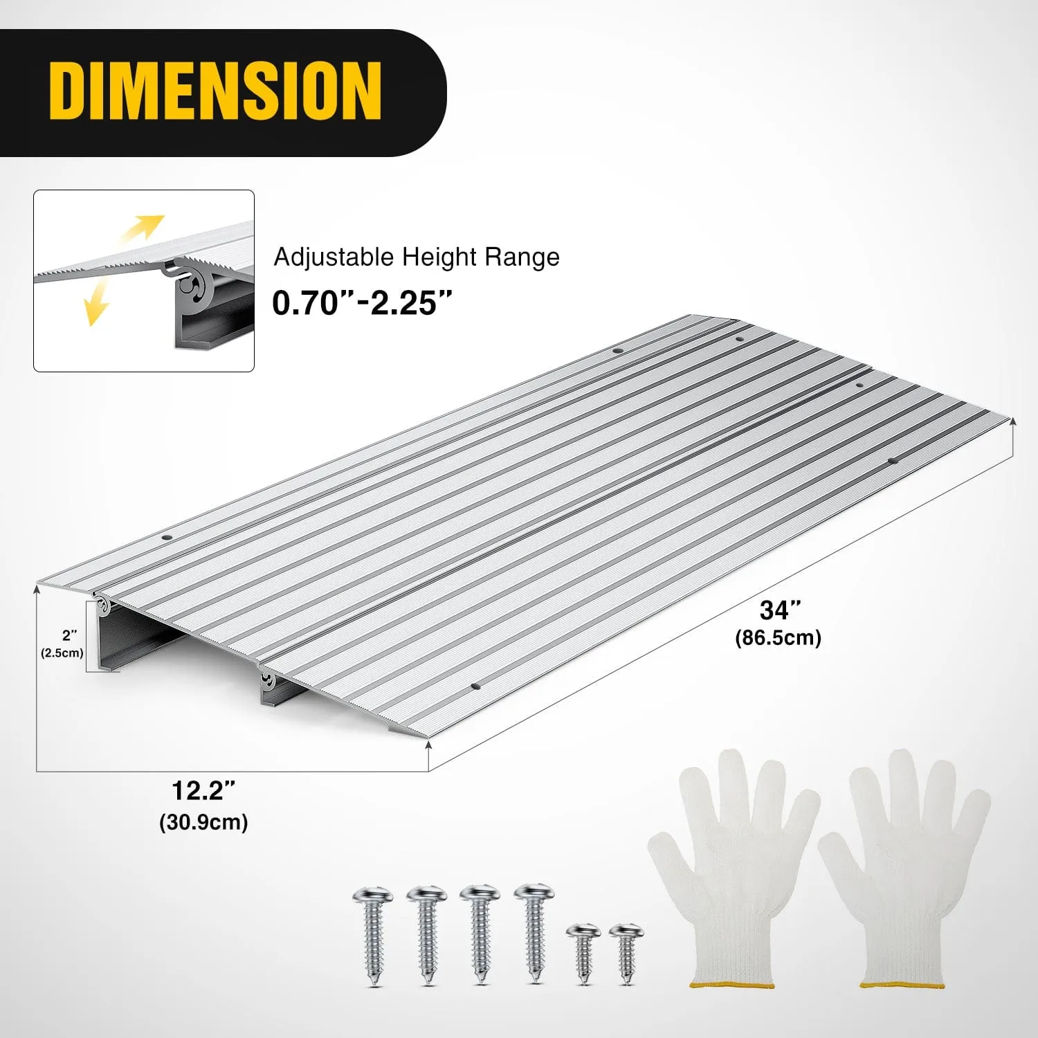Door Threshold Ramp 2inch Rise Portable Aluminum Wheelchair Door Transition Entry Ramps for Doorways Home Steps