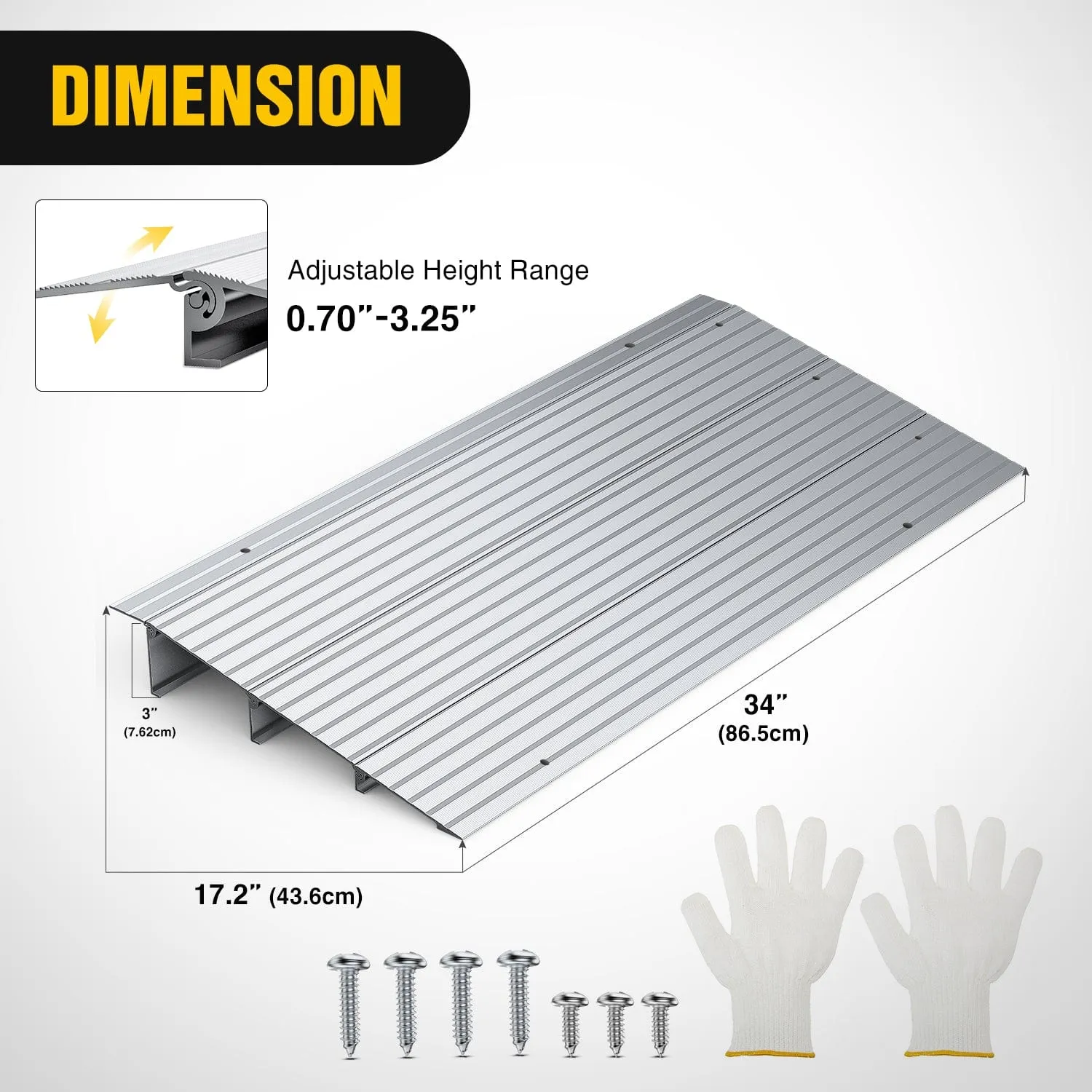 Door Threshold Ramp 3inch Rise Portable Aluminum Wheelchair Door Transition Entry Ramps for Doorways Home Steps