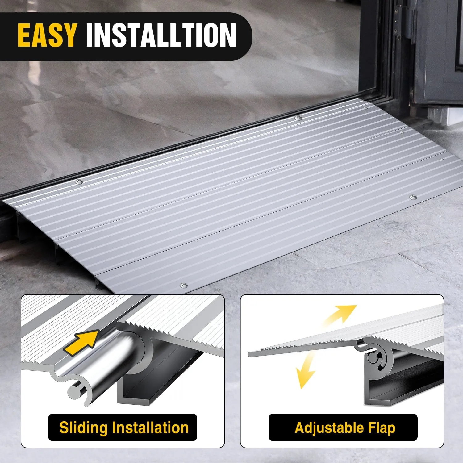 Door Threshold Ramp 3inch Rise Portable Aluminum Wheelchair Door Transition Entry Ramps for Doorways Home Steps