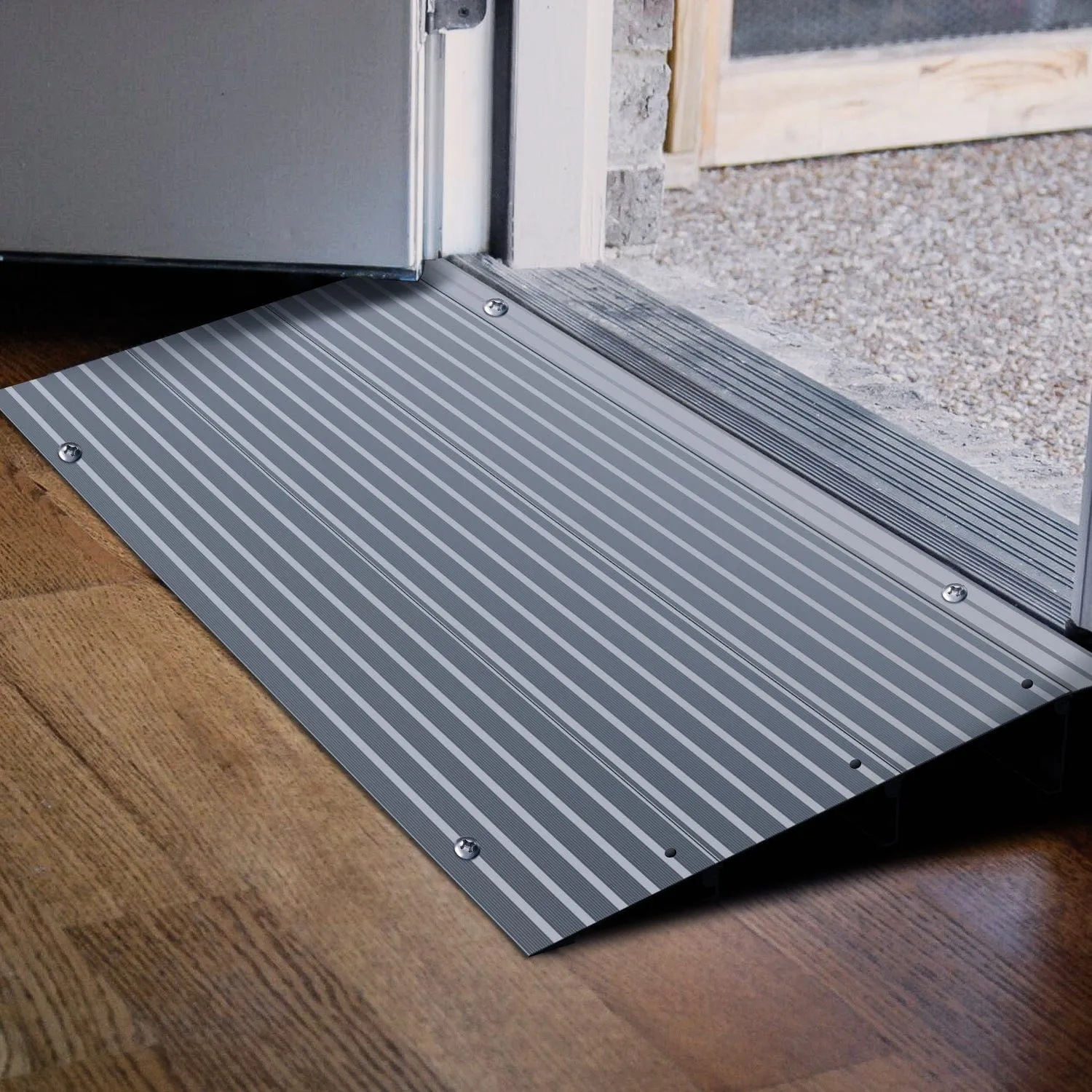 Door Threshold Ramp 3inch Rise Portable Aluminum Wheelchair Door Transition Entry Ramps for Doorways Home Steps