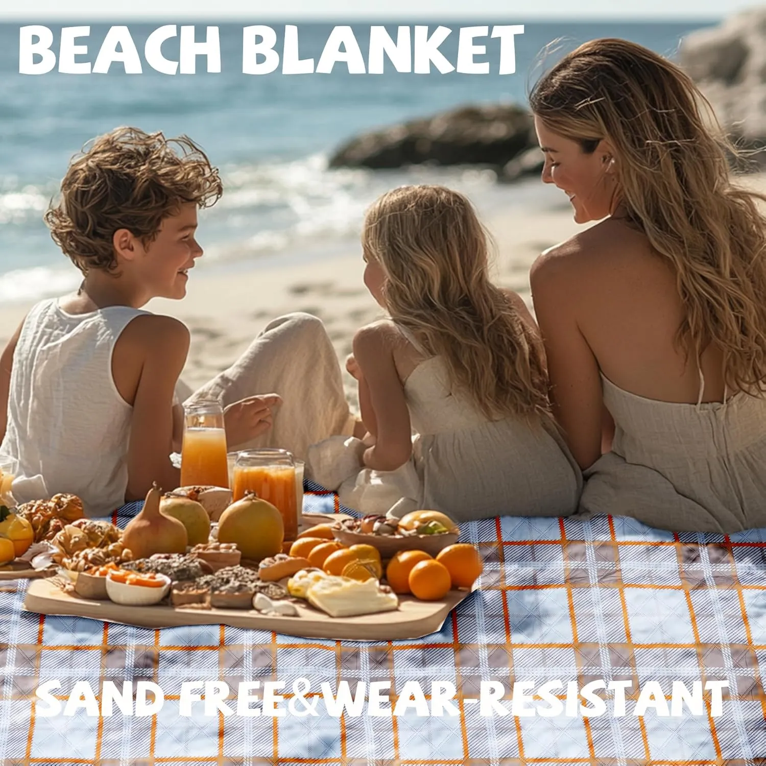 Extra Large Picnic Blankets Portable 80x80 Oversized Waterproof Sandproof Outdoor Beach Blanket Camping Grass Mat XXL Tent Music Festival Essential Road Trip Car Rv Accessories Pet Garden Must Have