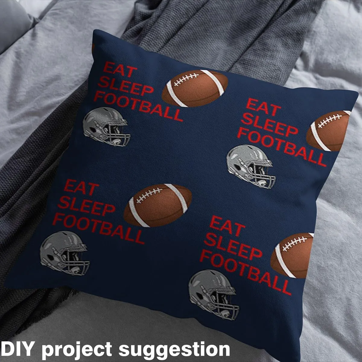 Feelyou Football Fabric by The Yard Kids Rugby Sports Games Waterproof Outdoor Fabric 1 Yard Football Player Upholstery Fabric for Chairs Decor Navy Blue Football Gift DIY Reupholstery Fabric