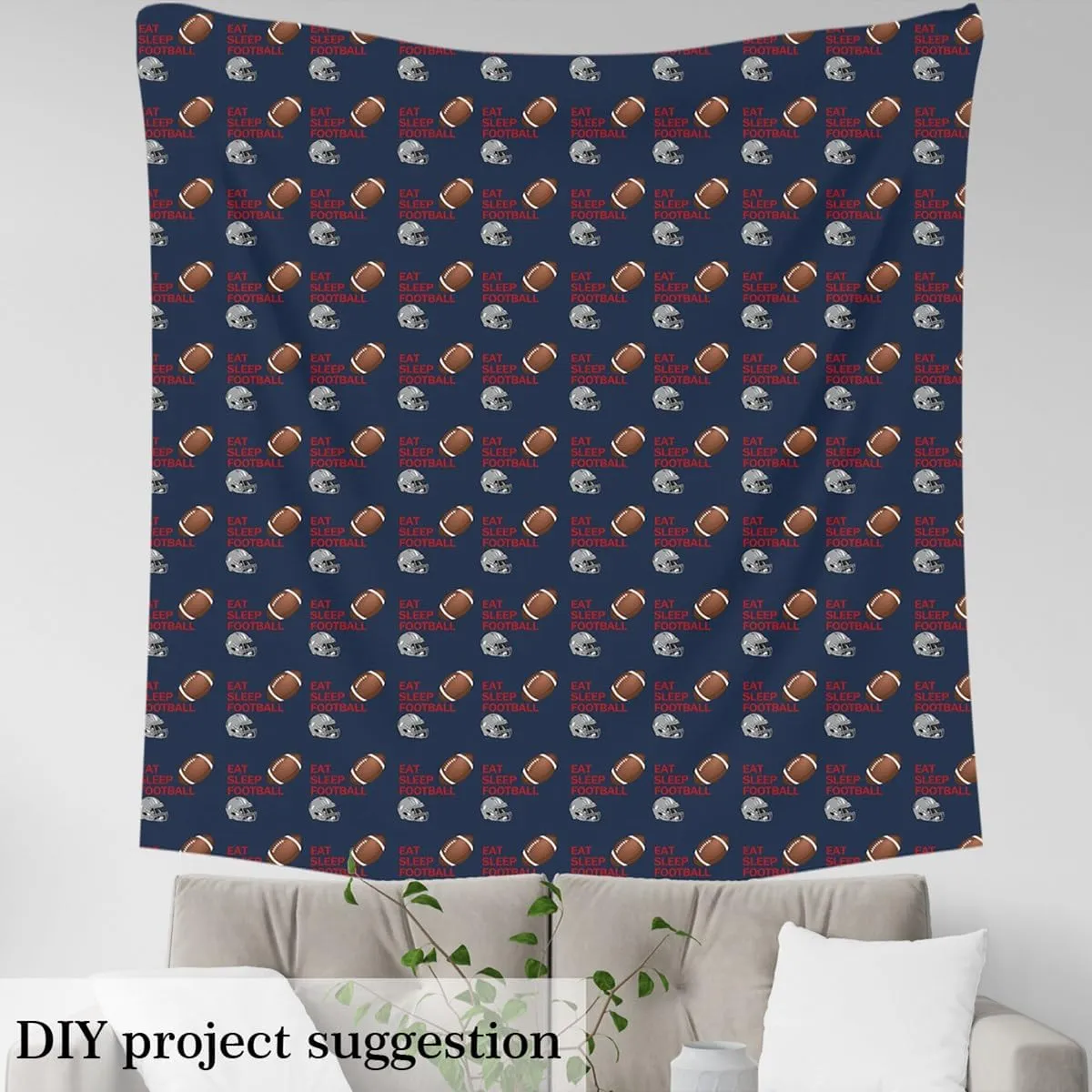 Feelyou Football Fabric by The Yard Kids Rugby Sports Games Waterproof Outdoor Fabric 1 Yard Football Player Upholstery Fabric for Chairs Decor Navy Blue Football Gift DIY Reupholstery Fabric