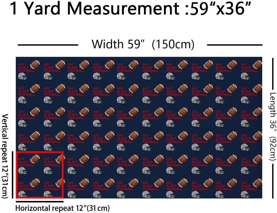 Feelyou Football Fabric by The Yard Kids Rugby Sports Games Waterproof Outdoor Fabric 1 Yard Football Player Upholstery Fabric for Chairs Decor Navy Blue Football Gift DIY Reupholstery Fabric
