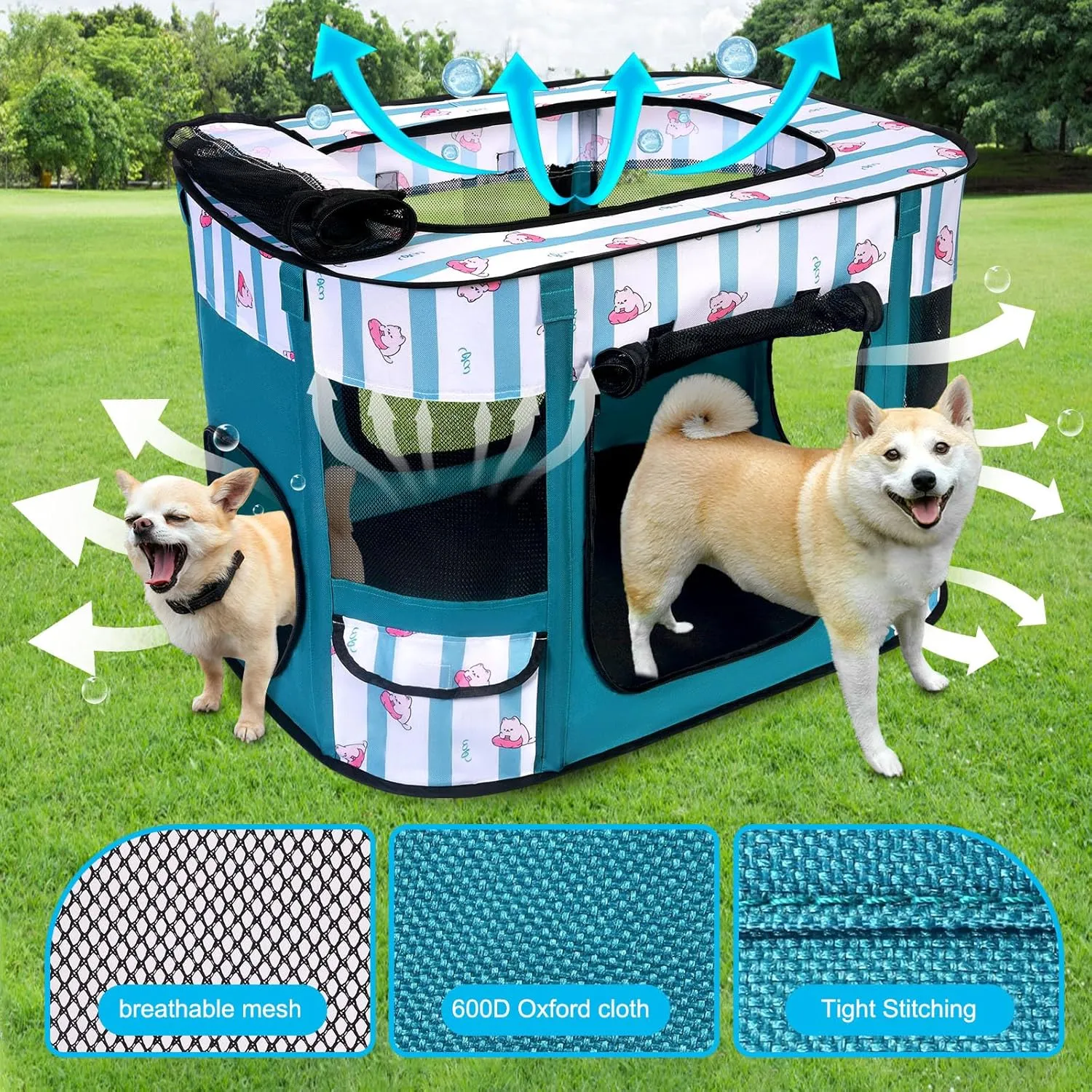 Foldable Dog Playpen Indoor,Expandable Puppy Playpen,Portable Pet Playpen for Small Animals,Waterproof Exercise Kennel Tent Crate for Travel,Camping, Home & Outdoor Use