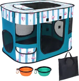 Foldable Dog Playpen Indoor,Expandable Puppy Playpen,Portable Pet Playpen for Small Animals,Waterproof Exercise Kennel Tent Crate for Travel,Camping, Home & Outdoor Use
